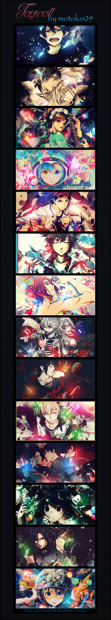 Anime GFX tagwall showcasing colorful signature art collection