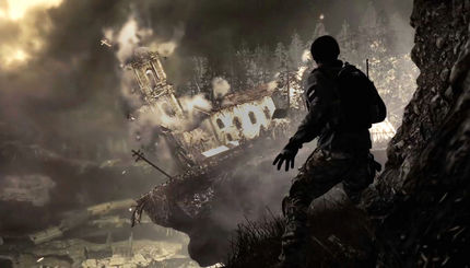 Sniper watches explosive train wreck in COD screenshot