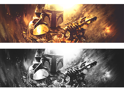 Boba Fett GFX banner, color and grayscale versions