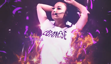Fiery purple GFX signature with dramatic pose and flames