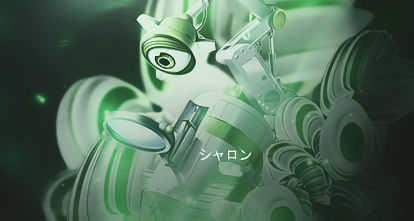 Robotic mecha art with green tech aesthetic