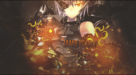 Anime warrior GFX signature with fiery orange effects