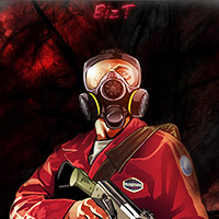 Gas-masked soldier avatar, classic gritty forum profile art
