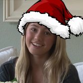 Festive holiday avatar with digital Santa hat overlay