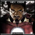 Iron Man member avatar with hex code badge