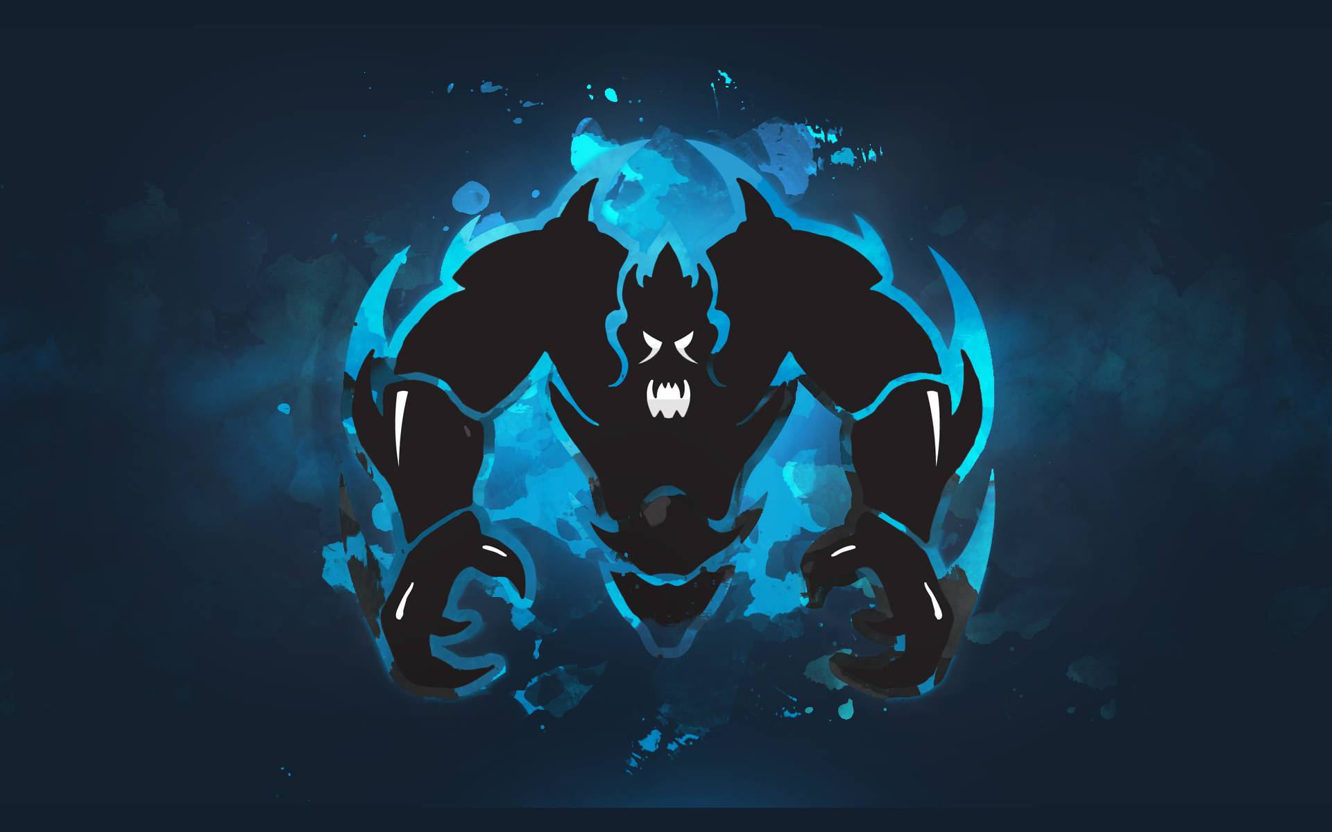 Glowing blue beast silhouette digital art
