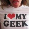 Geeky pride tee, tongue-out selfie vibes
