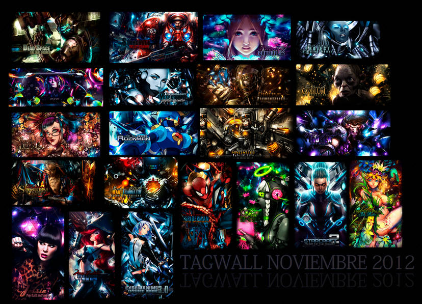 Collage of vibrant GFX signature art from the tagwall
