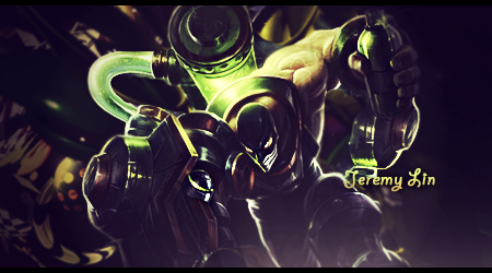 Green-glowing robotic GFX signature with member name tag