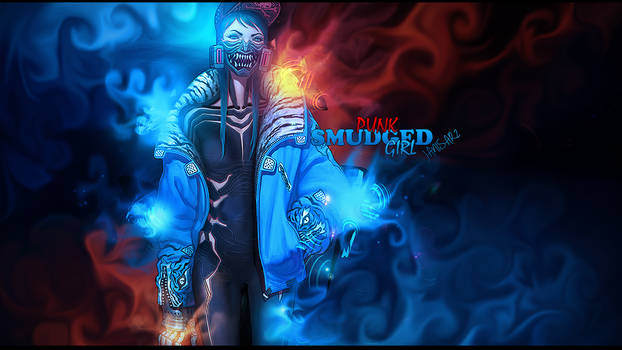 Smudged punk girl GFX with fiery smoke effects