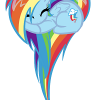 Rainbow-maned pony silhouette with vibrant streaked tail art