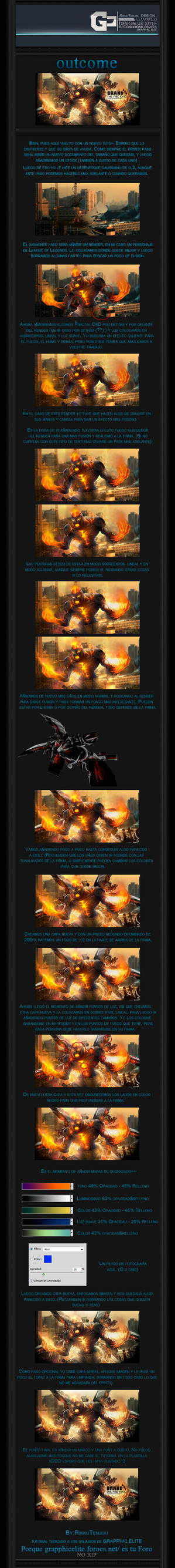 Fiery robotic League of Legends GFX tutorial signature artwork
