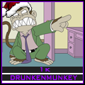 Drunken monkey avatar, cartoon character pointing angrily