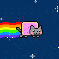 Nyan Cat flying through starry space, classic internet meme