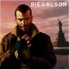 Moody GTA IV-style character avatar with NYC skyline