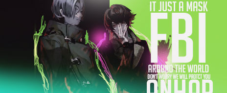 Anime GFX signature with neon accents and bold FBI text