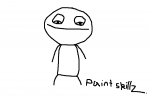 Crude stick figure doodle showing off its 'paint skillz'