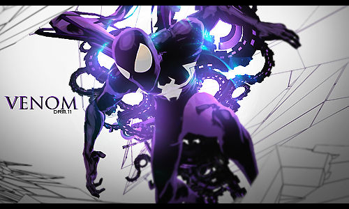 Venom bursts through smoky tendrils in this stylized GFX piece