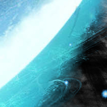 Abstract icy blue planet-scape digital art