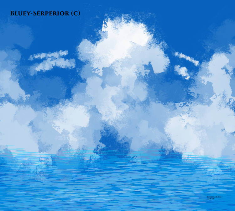 Cloudy sky and water signature art, Bluey-Serperior