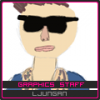 Sunglasses avatar rocking the graphics staff tag