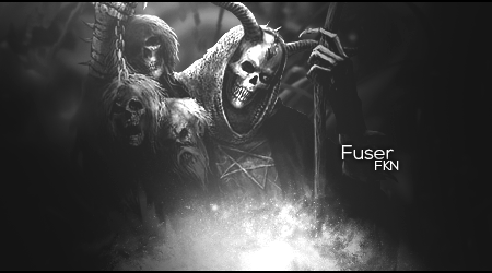 Dark skull-themed signature art for Fuser of FkN