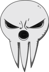 Menacing grinning skull avatar, classic forum-era grunge art