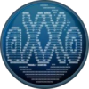 Mysterious circular badge with cryptic lettering design