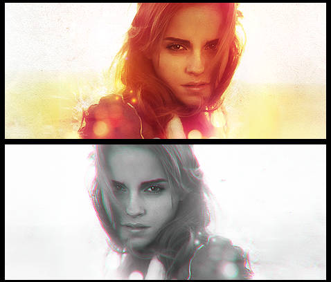 Duotone portrait edit, warm glow above, cool tones below