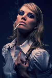 Moody smoker portrait, dramatic lighting
