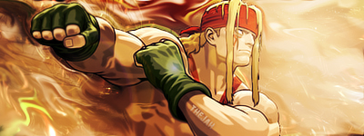 Fiery fighter GFX with fists ready to strike