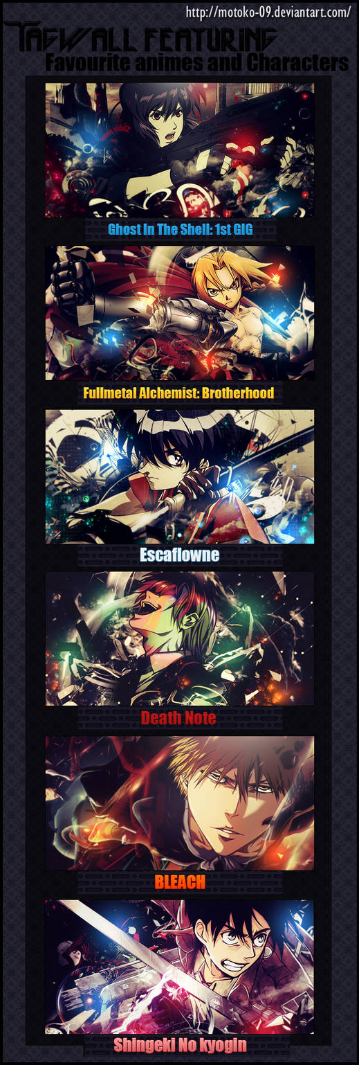 Anime GFX tagwall showcasing favorite series and characters