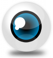 Glossy blue eyeball avatar, classic forum profile pic