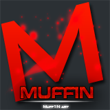 Red splattered 'M' logo for Muffin gaming crew