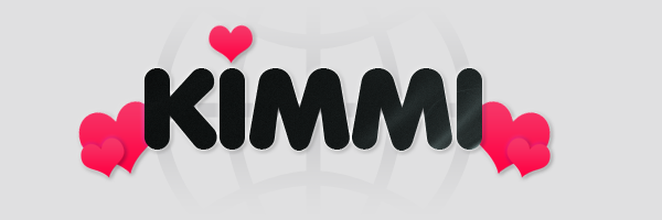 Kimmi's bold name graphic with hearts