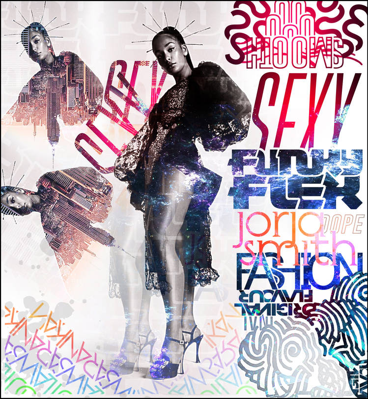 Sexy fashion collage GFX with cityscape double-exposure design