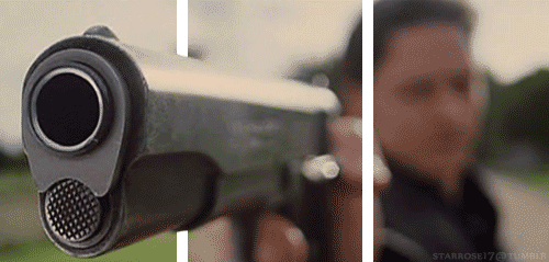 Gun pointed at camera, dramatic dispute thread evidence