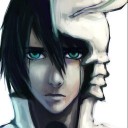 Split face-and-skull avatar, moody early-2010s edit vibe