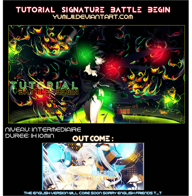 GFX signature tutorial with anime battle scene artwork