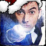 Doctor Who pointing avatar with festive Santa hat edit