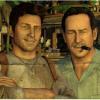 Two guys posing together, video game screenshot