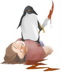 Murderous penguin meme, dark forum humor classic
