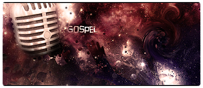 Cosmic swirl signature art with vintage microphone