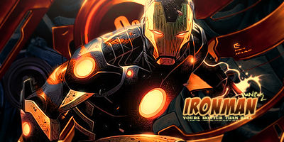 Fiery Iron Man forum signature, classic hacker-forum GFX style