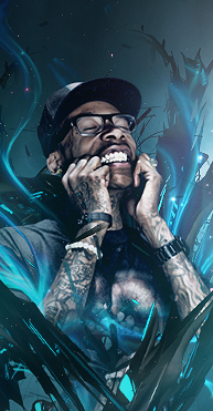Smoky blue-toned digital art portrait, forum GFX vibes