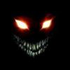 Menacing grinning face avatar glowing in the dark