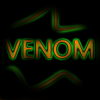Glowing green Venom logo with tribal flames