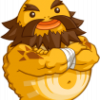 Buff cartoon lion warrior avatar, classic forum profile art