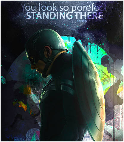 Captain America GFX art with moody quote overlay