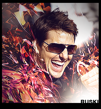 Colorful abstract GFX signature of a laughing man